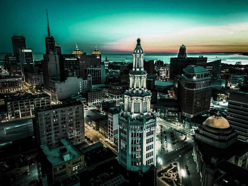 Buffalo, Ny at night.